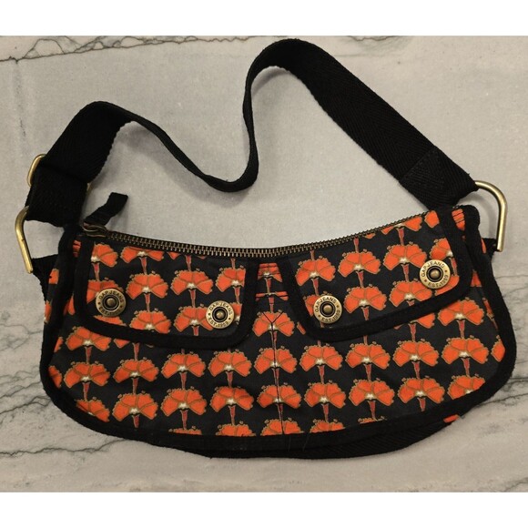 Gap Fabric Textile orange/black Small Shoulder Bag 11x5.5x3.5" Whimsigoth - Picture 1 of 9